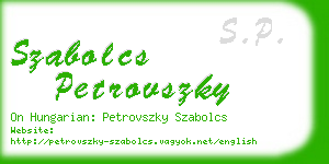 szabolcs petrovszky business card